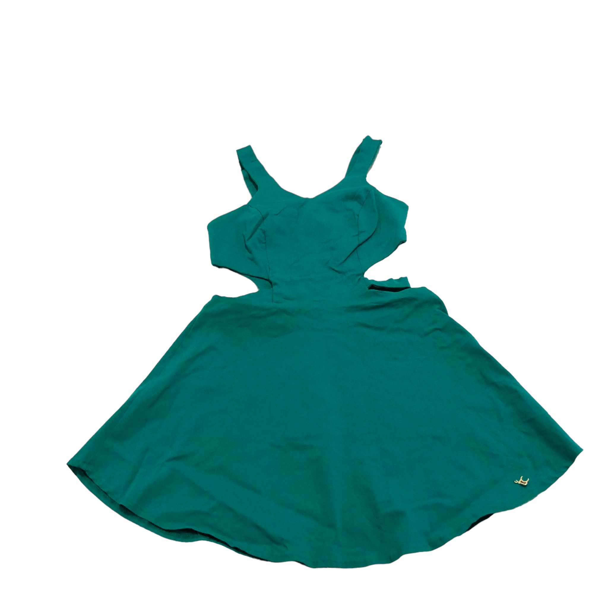 Vestido elastano verde recorte na cintura 12–14 anos - Babylooks