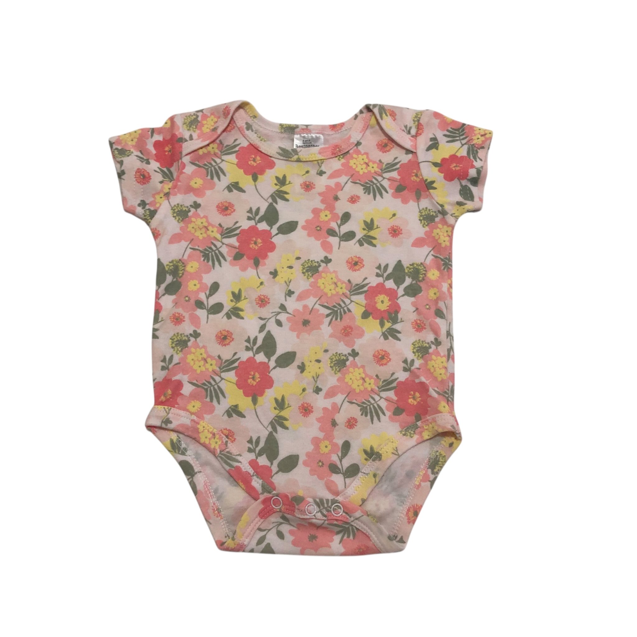 Bdy Rosa Body rosa flores rosas e amarelas folhas 3-6M - Babylooks